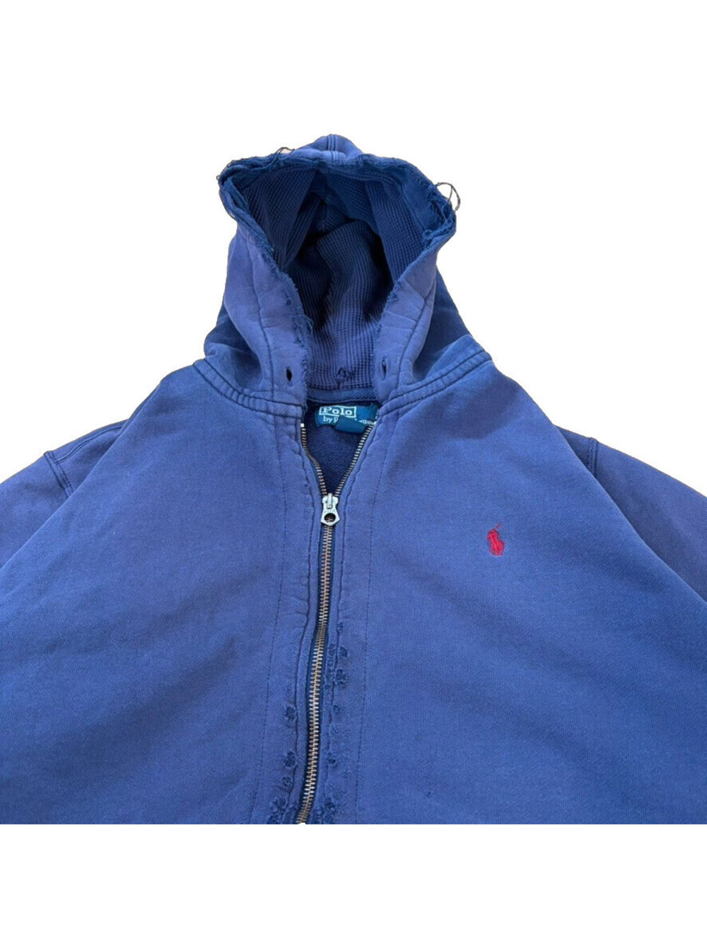 Vintage Polo Ralph Lauren Thermal Zip Hoodie 2XL Navy Baggy